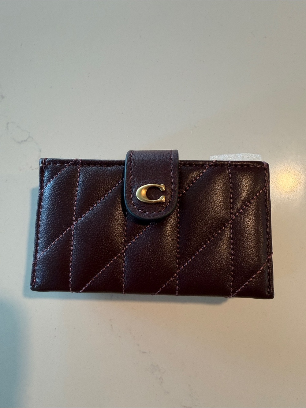 Coach Quilted Leather Card Wallet - Plum